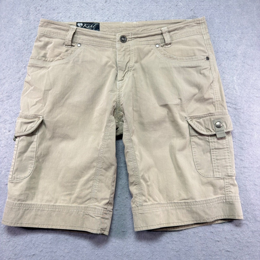 Kuhl Mountain Culture Womens Cargo Shorts Size 10 Khaki Tan Hiking Utility Trail